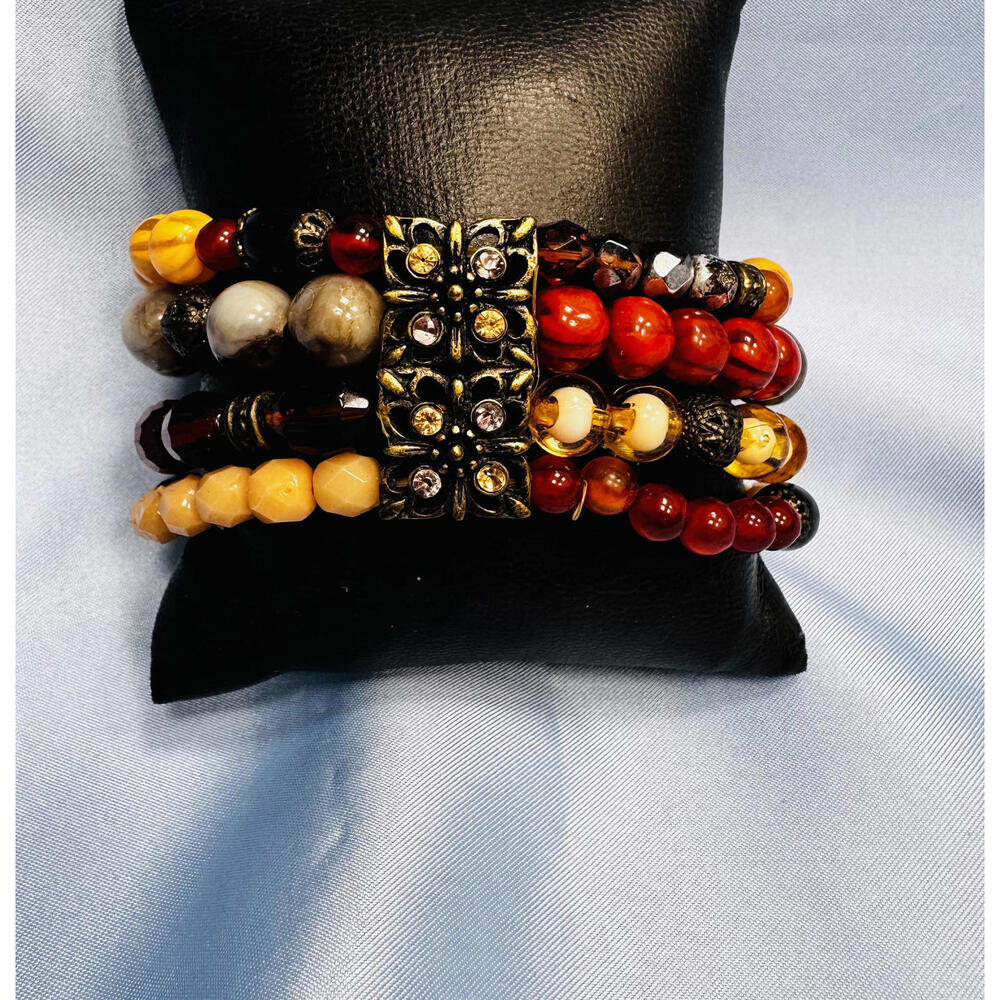 Multi Color Gemstone & Crystal Stretchy Bracelet